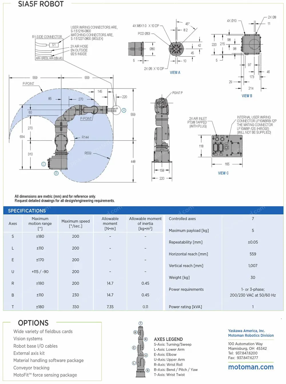 SIA5F robot spec diagram