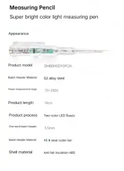 High-brightness colored light measuring pen 24-250V
