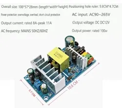 AC-DC buck module: 220V to 12V 8A isolating switching power supply module