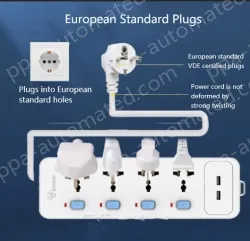 European standard 3-plug 2USB