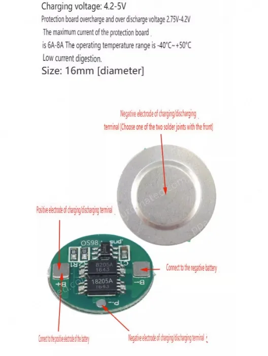 Lithium battery overcharge, overdischarge, overcurrent, short-circuit charging protection board 3.7V 6A