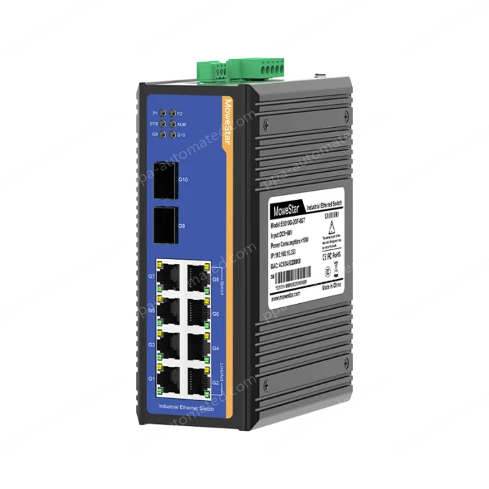 2 Ports Gigabit SFP + 8 Ports Gigabit T(x) Din-Rail Managed Industrial Ethernet Switch