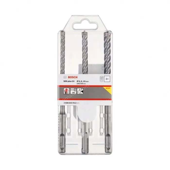 3 pcs of 4-pit 5-series drill bits (6/8/10mm*100mm*160mm)