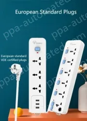 European standard 3-plug 2USB