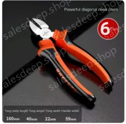 Powerful 6 inch diagonal nose pliers